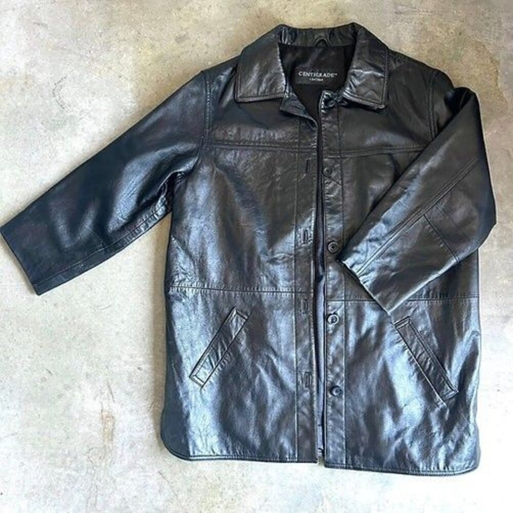 Centigrade 90s Black Leather Jacket Vintage